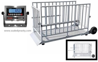 Animal scale with cage