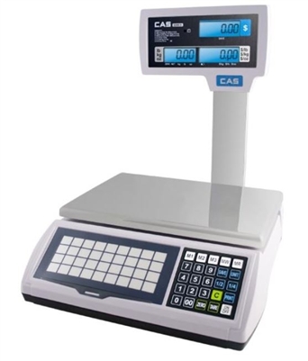 CAS 60 LB Portable LCD Price Computing Scale with Pole Display - Legal for Trade